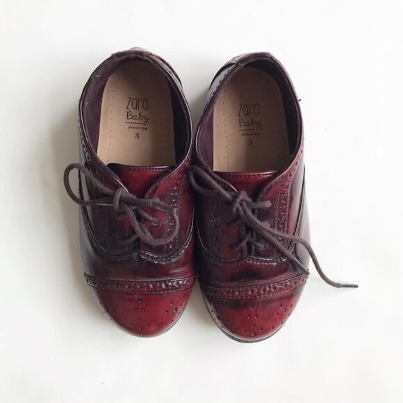 ZARA HTF maroon Oxford bluchers  EUC size 24(8) - Picture 3 of 7